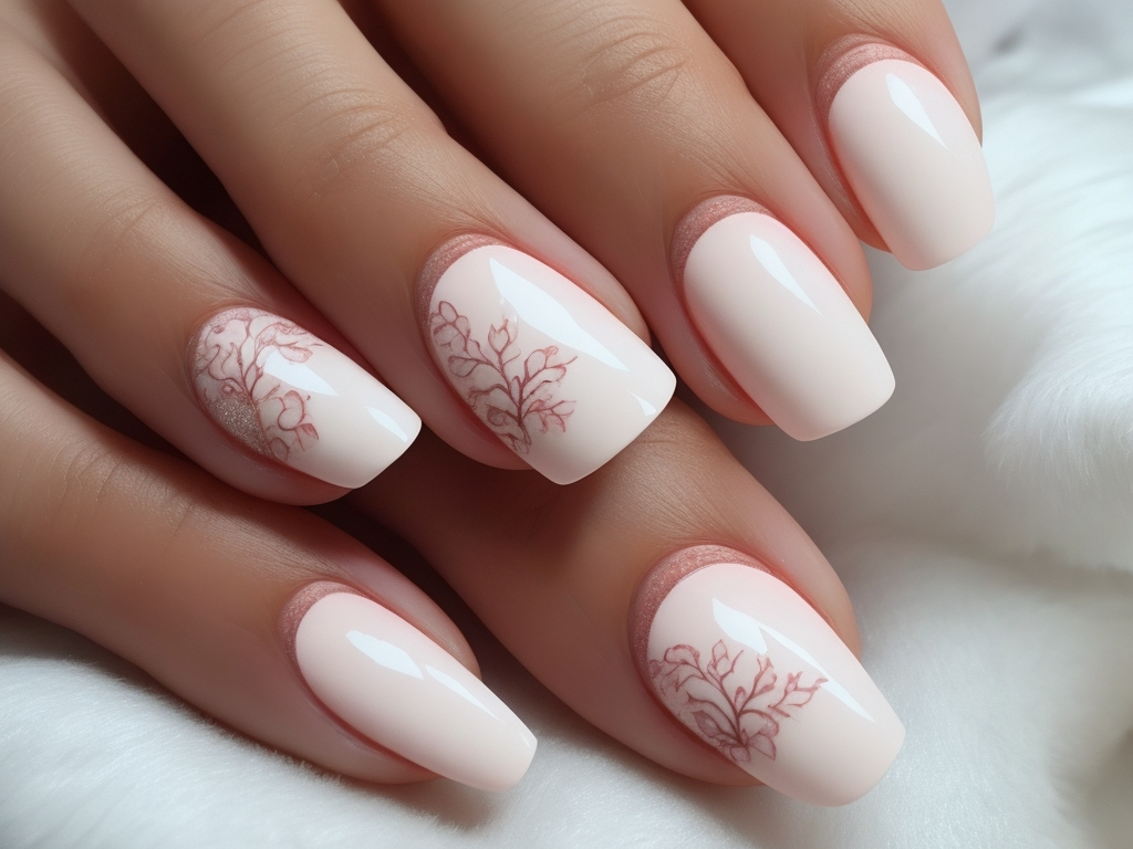 hort French Tip Nails with Design