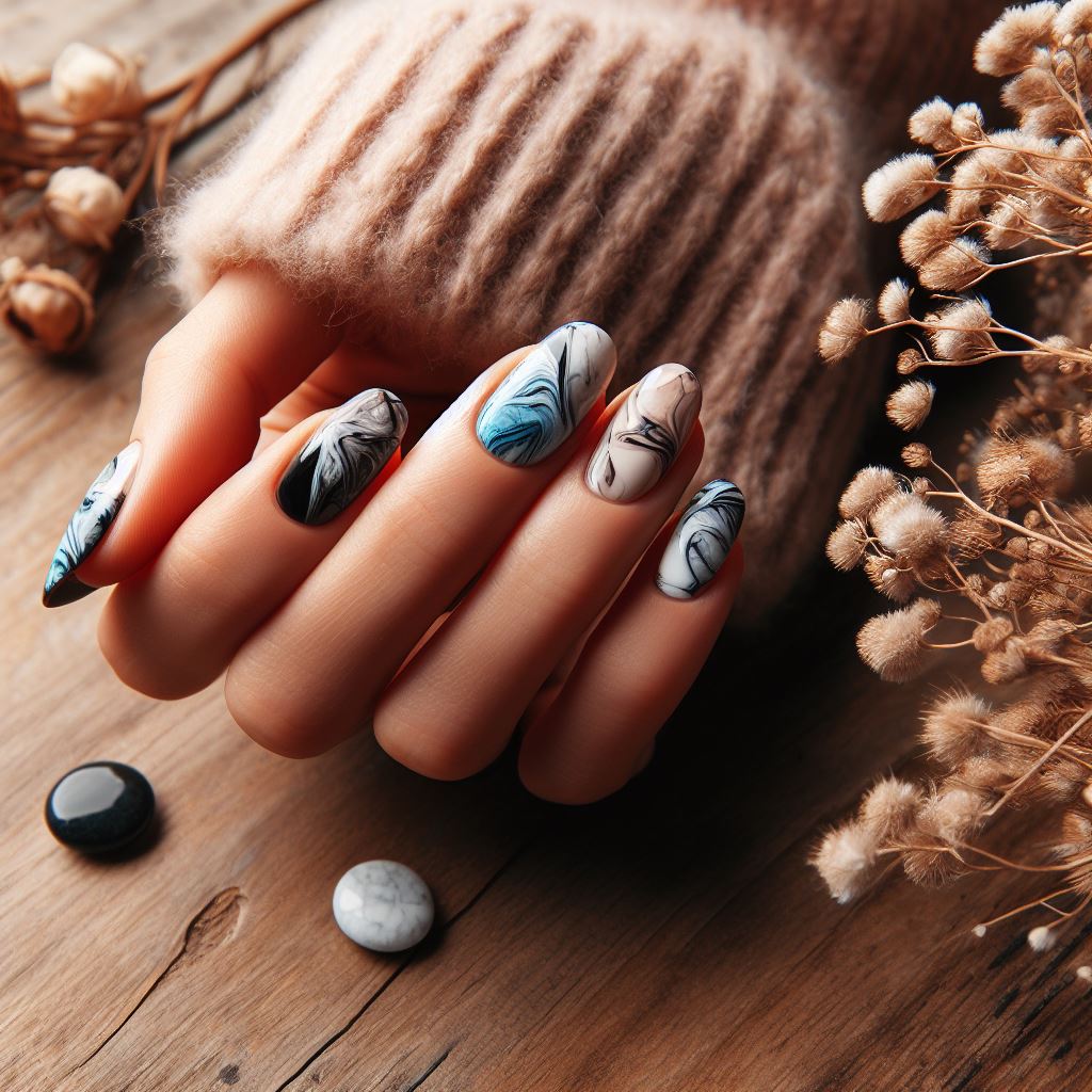 Marble Magic nail