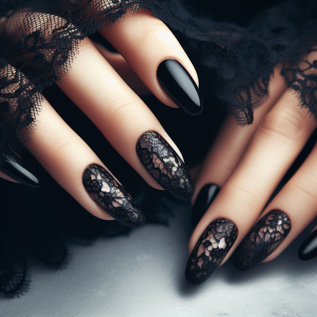 Black Lace Nails