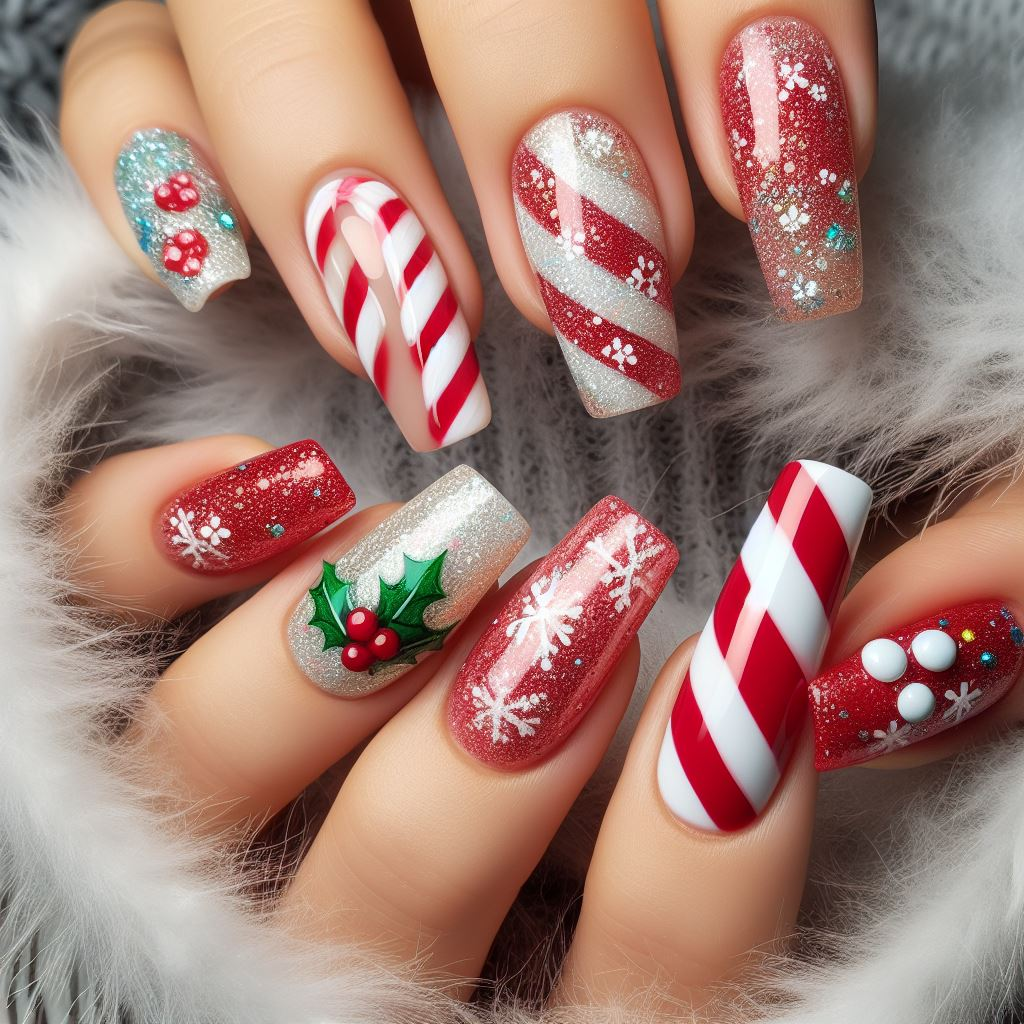 candy cane nails design