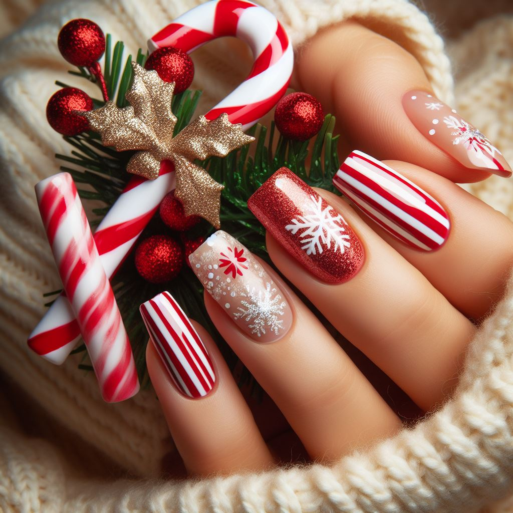 pink candy cane nails